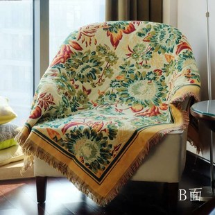 美式田园粗线编织全包防猫抓组合沙发垫盖布床盖线毯加厚桌布