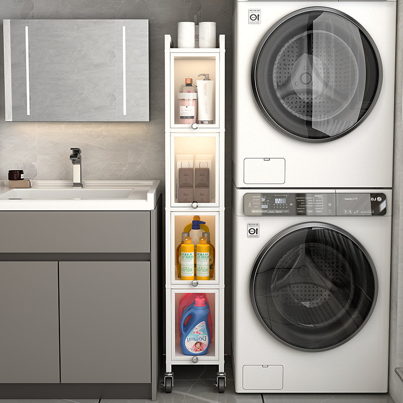 阳台滚筒翻盖洗衣机侧边置物架卫生间旁洗漱台储物柜窄缝收纳架子