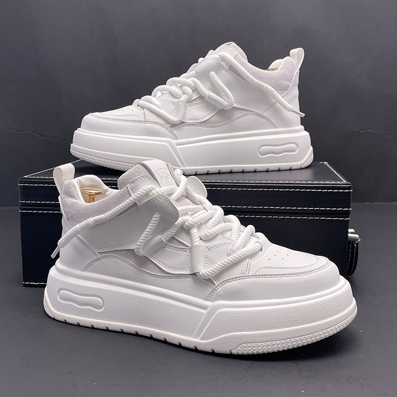 男鞋内增高高帮小白鞋男冬季新款时尚厚底板鞋个性百搭运动休闲鞋