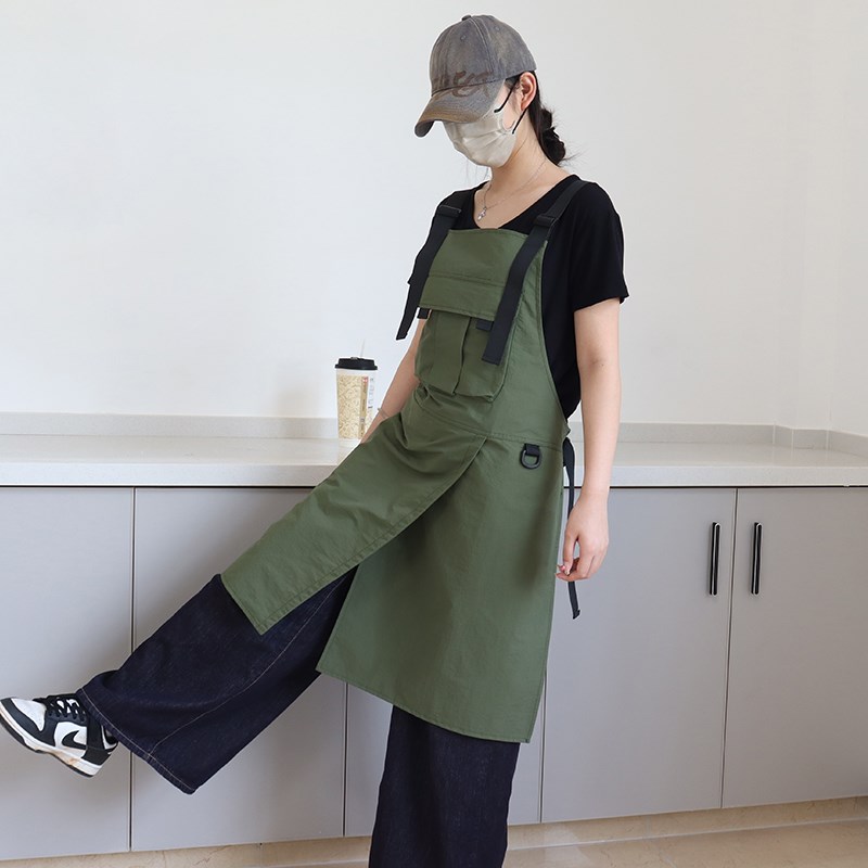 日韩系美甲围裙工作服时尚园艺女厨房餐饮年轻款防水定制logo印字