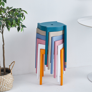 简约塑料凳家用可叠放圆凳餐桌客厅板凳网红快餐奶茶店等位凳子