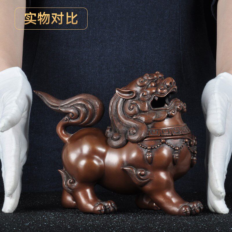 紫铜招财貔貅摆件朝天吼中式招财摆设家居客厅装饰品乔迁开业礼品