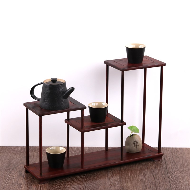 红酸枝小博古架中式多宝阁紫砂壶茶具架盆景摆件榫卯结构实木架子