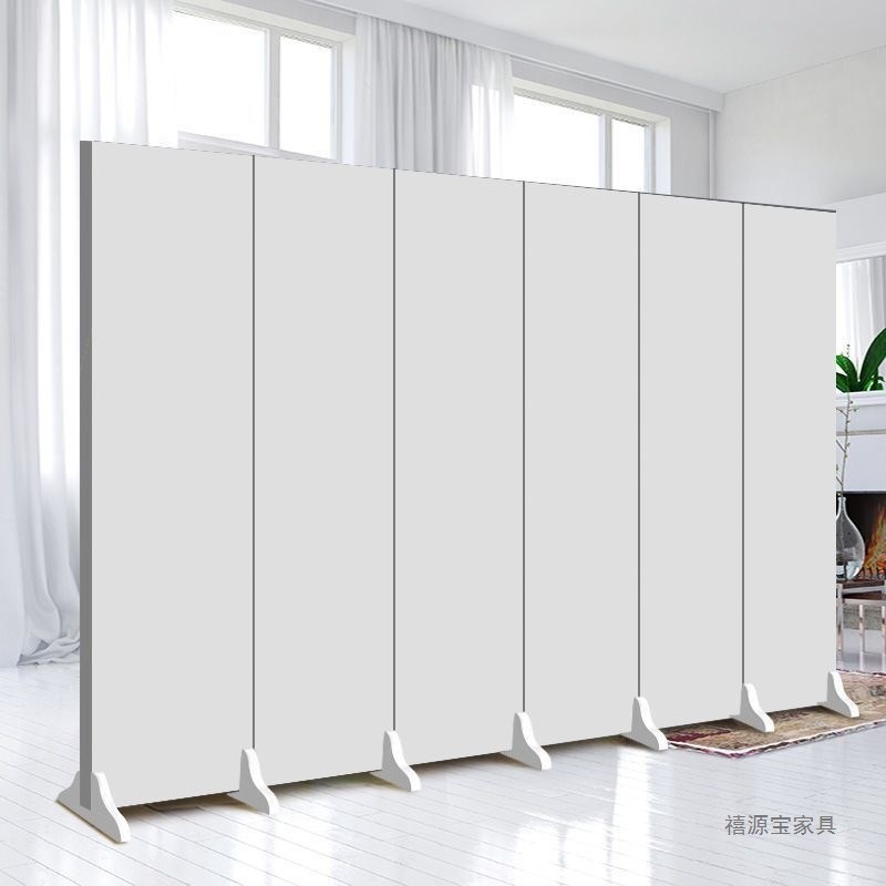 纯白色屏风隔断简约现代进门公司LOGO办公室遮挡移动折叠简易折屏