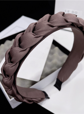 韩国缎面高级感手工编织麻花发y箍简约气质纯色发卡百搭外出头箍