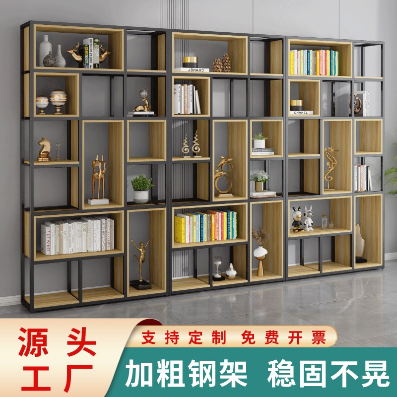 铁艺办公室屏风隔断书架落地客厅玄关多层花架收纳架工业风置物架