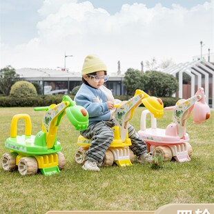 儿童可固定旋转座椅挖机勾机老挖工程车1-3P岁小孩玩挖土车挖掘机