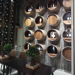 墙面装饰横切酒桶木质壁挂橡木桶截断桶盖子酒窖酒吧酒庄实木道具