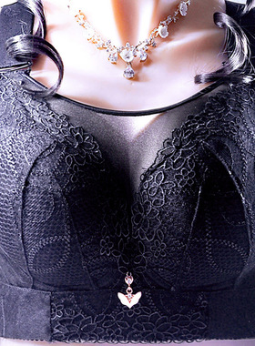 6排扣无钢圈大胸显o小大码防走光薄款内衣女调整型聚拢文胸191