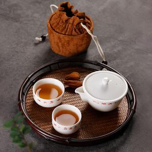 奉茗白瓷快客杯陶瓷户外茶水分离一壶二杯便携式功夫旅行茶具套装