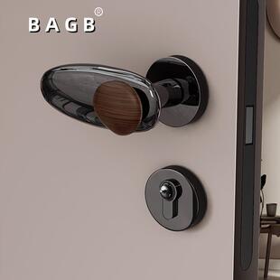 BAGB中古风极简银色复古铜房间静音家用木门锁具石来运转磁吸门锁