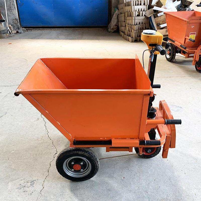 可站立行走小型手推车 工地运输灰斗车 小型三轮实心轮胎运输工具