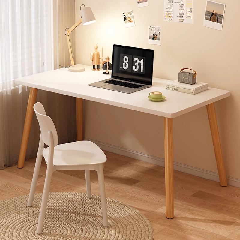 电脑桌简易出租屋办公桌学生家用学习写字桌卧室床边实木腿小桌子