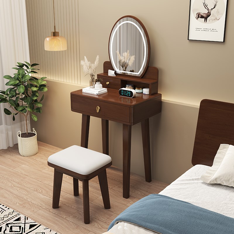 X90U实木梳妆台卧室收纳柜一体现代简约60cm主卧小型迷你经济型化