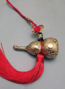 百草铜葫芦六字铜葫芦挂件二黑健康中式家居真言挂饰大小号