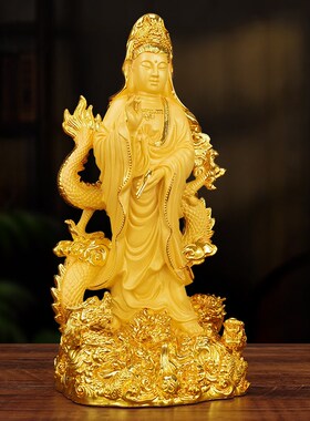 祥龙观音菩萨摆件家用观自在观世音佛像家居客厅电视柜装饰品摆设