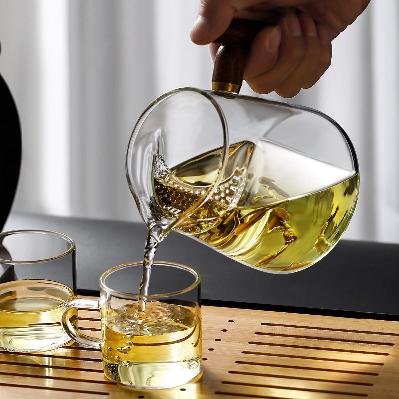加厚高档月牙带茶漏过滤网一体玻璃茶壶泡绿茶器分茶杯公道杯茶具