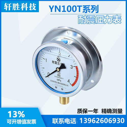YN100T 4MPa 船用型径向带后边 耐震压力表 抗震压力表 苏州轩胜