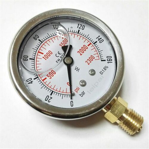 耐震压力表 cl.1.6% 立式 2300psi 160bar 直径62-68mm 牙m14x1.5