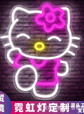 HelloKit霓虹灯猫可调光亚马逊跨境亚克力LED发光字网红墙悬挂12V