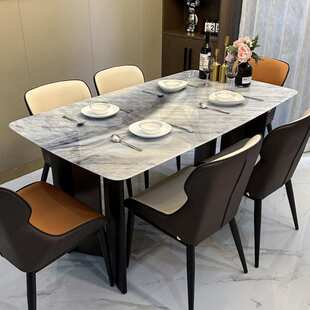 轻奢高端微晶石餐桌椅子奢石天然超晶石大理石高级感奢石彩晶石桌
