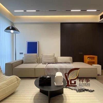 意式极简约奶油风客厅小户型豆腐块直排侧贵妃轻奢皮艺真皮沙发