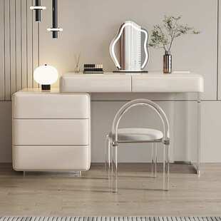 七号公寓梳妆台烤漆意式极简奶油风卧室轻奢化妆桌收纳柜斗柜一体