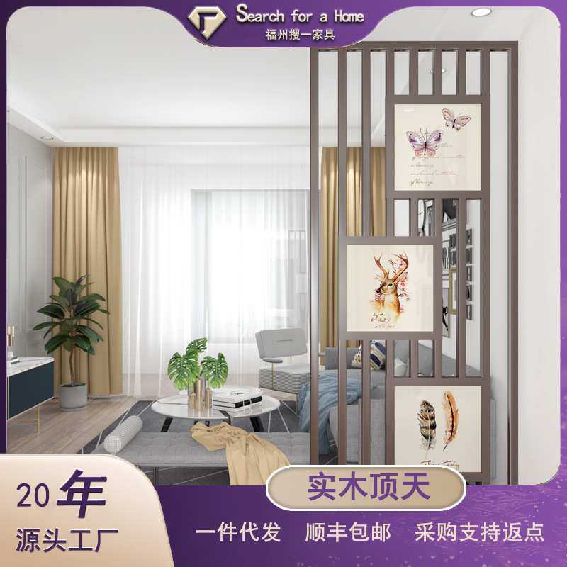屏风隔断客厅入户玄关装饰实木镂空北欧简约现代轻奢家用固定顶天