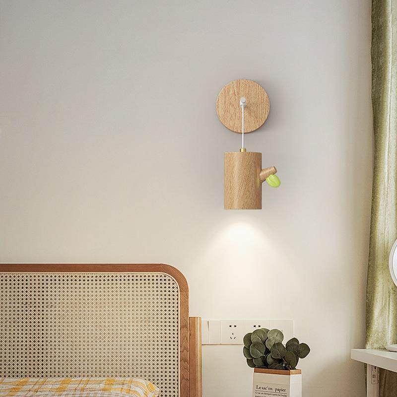 日式复古木纹明装射灯树枝造型筒灯胡桃色明装护眼客厅吸顶天花灯