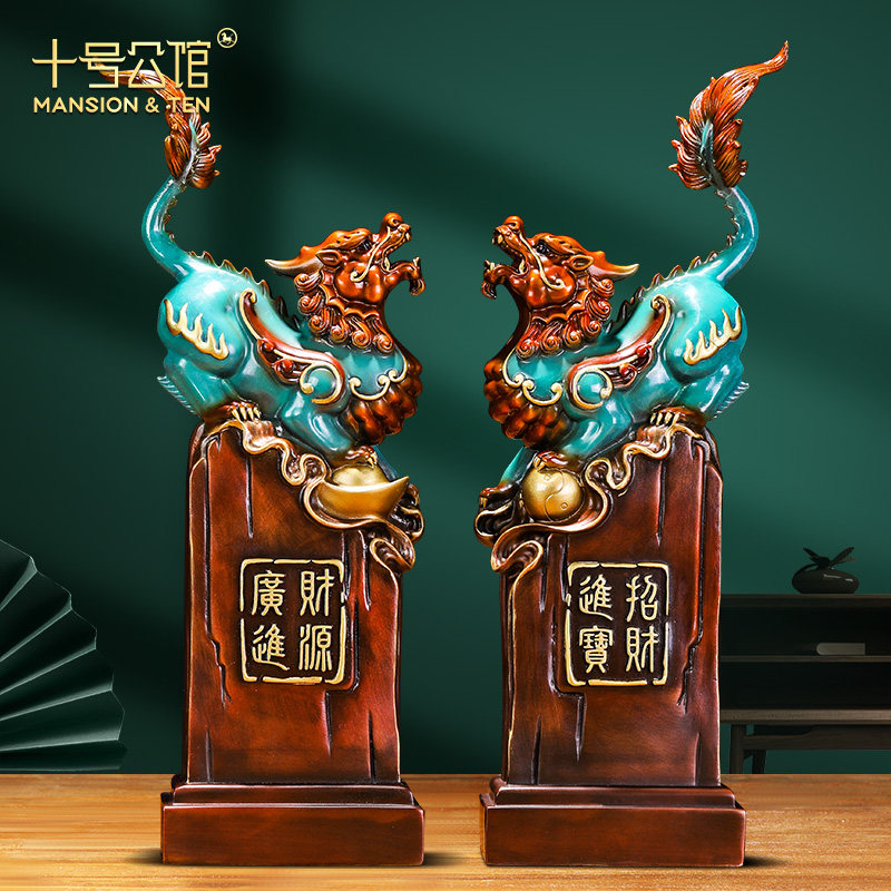 招财铜貔b貅摆件一对办公室装饰客厅玄关聚财貔恘公司乔迁开业礼