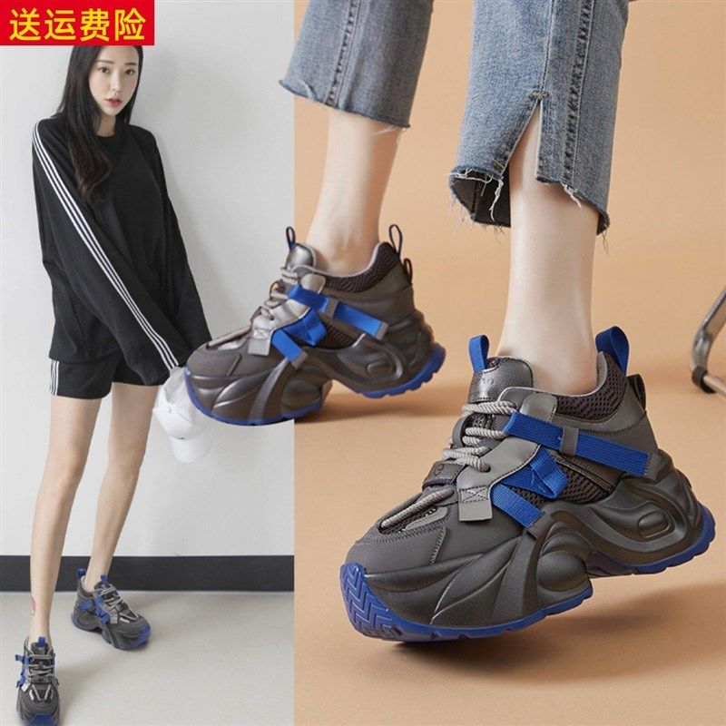 网红ins超火百搭增高厚底老爹鞋女2025夏季新款时尚显小脚瘦女鞋