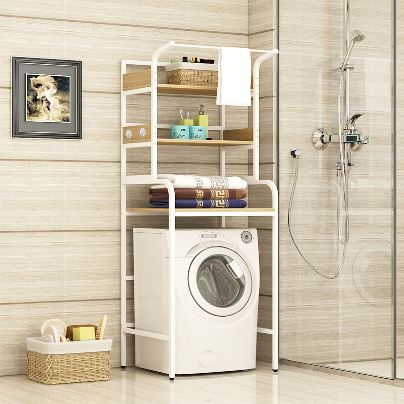 定制新款洗衣机置物架滚筒翻盖多层可调节洗衣机上方落地收纳架子