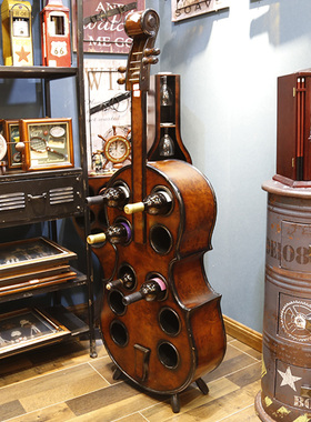 140厘米大型欧式提琴红酒柜落地红酒架展示收R纳架客厅酒庄装饰品