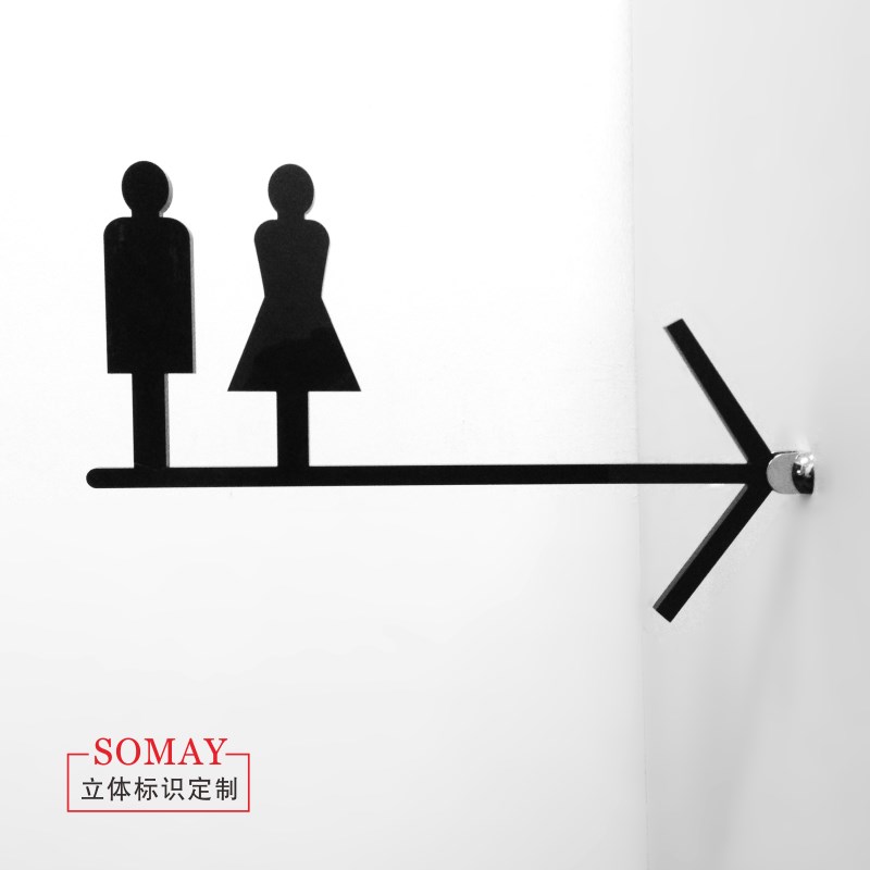卫生间指示牌导向牌厕所箭头指引标识男女洗手间门牌双面WC侧装牌