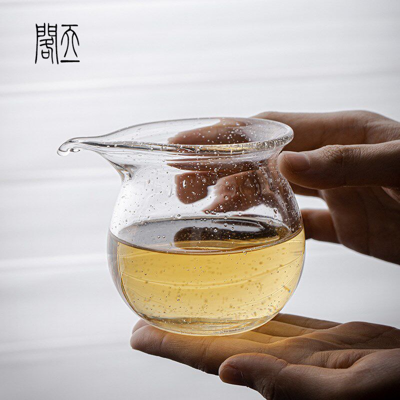 天一閣丨手工气泡琉璃公道杯大A容量加厚茶海玻璃公杯耐热分茶器