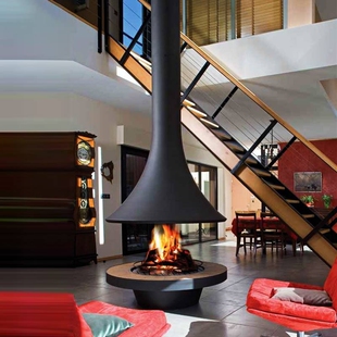 悬挂式真火燃木柴壁炉p电子仿真碳酒精民宿家用别墅鸭嘴形艺术吊