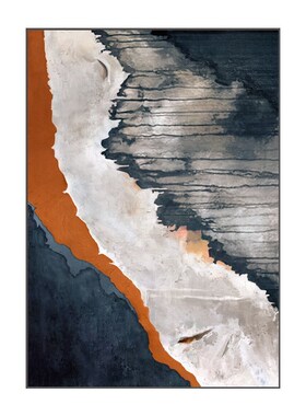 橙色抽象大尺寸装饰画极简风沙发背景挂画玄关走廊卧室样板房壁画