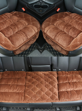 汽车坐垫冬季短毛绒车坐垫单片无靠背防滑加厚P保暖后排座垫三件