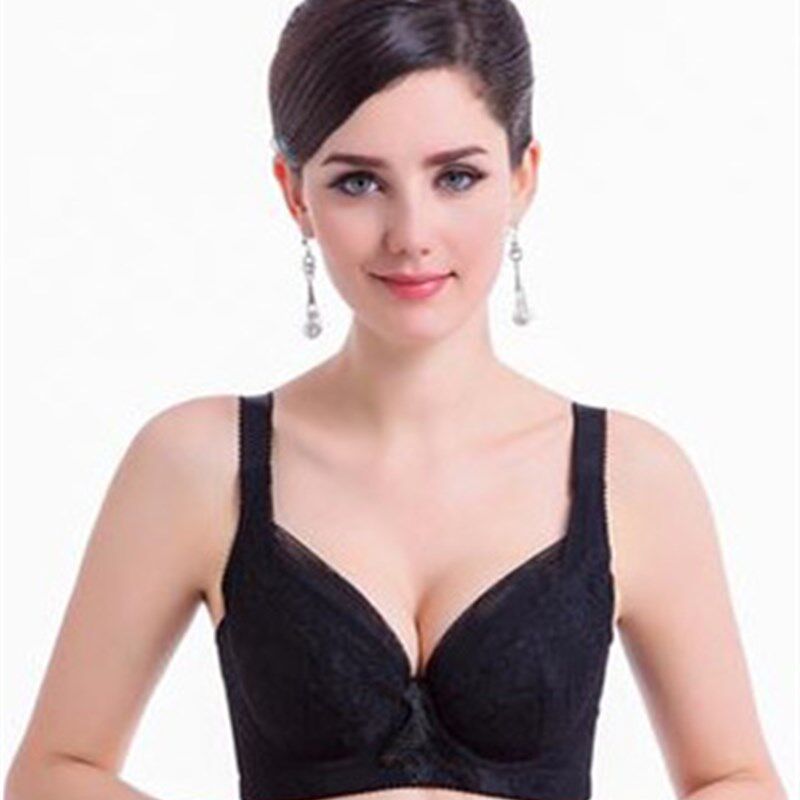 新夏超薄款蕾丝全罩杯大尺码内衣聚拢调整型大胸显小95B95C白色