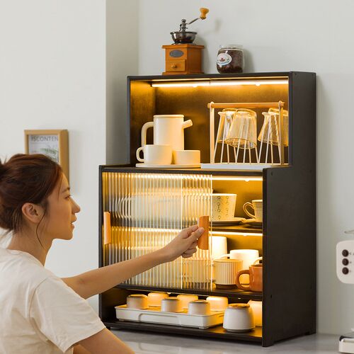 茶具收纳柜桌f面收纳盒杯子展示柜子厨房水杯置物架杯架餐具储物
