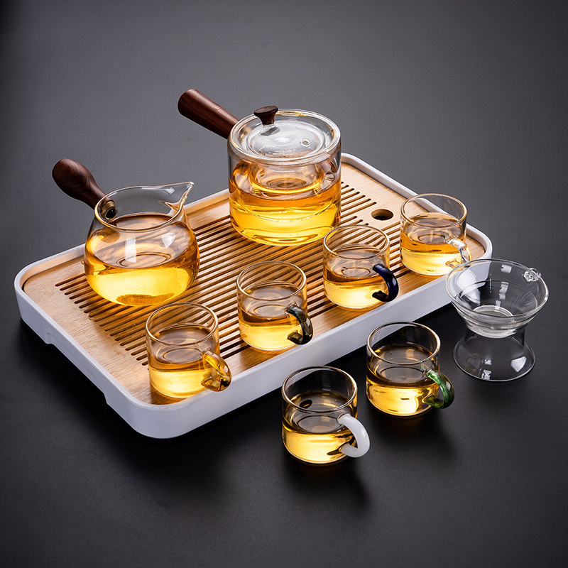 耐热玻璃茶杯套装家用功夫茶具办公室会客小套侧把加厚泡茶壶喝茶,餐饮具,茶杯,淘宝优惠券,粉丝福利购,淘宝优惠卷
