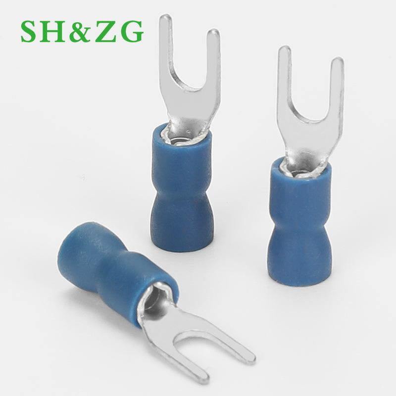 ESV2-4紫铜接线端子加厚U型叉形预绝缘端头紫铜冷压插簧端子叉型