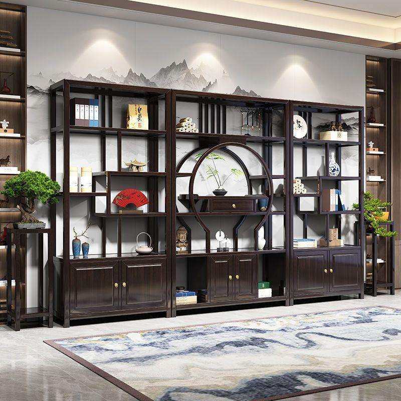 实木博古架办公室茶室置物架新中式客厅屏风玄关展示柜多宝阁国风
