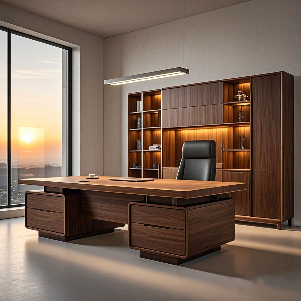 新中式实木办公桌现代简约轻奢高级感老板桌总裁桌办公室大班台