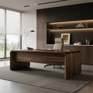 新中式实木办公桌现代简约轻奢高级感老板桌总裁桌办公室大班台