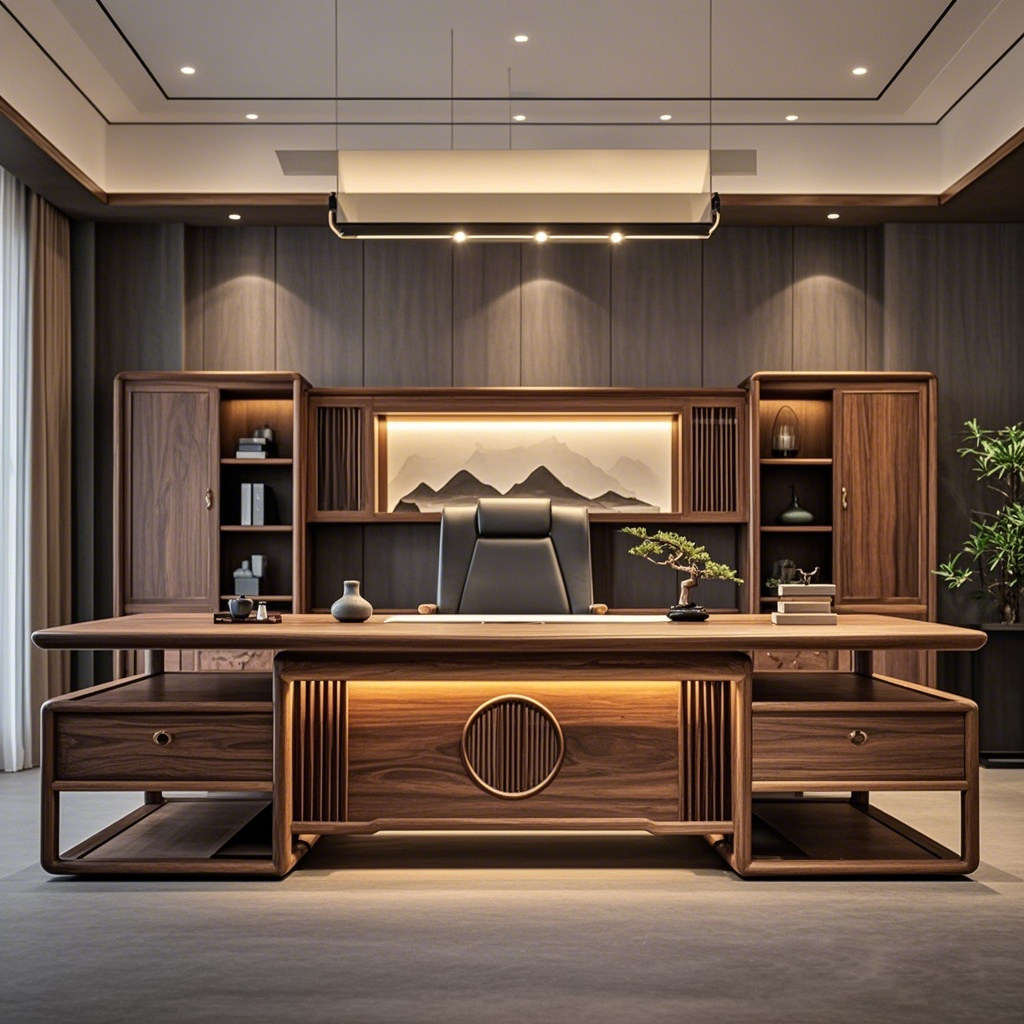 宋式美学简约轻奢2026办公桌高端定制老板桌总裁桌办公室大班台,商业/办公家具,大班台/主管桌,淘宝优惠券,粉丝福利购,淘宝优惠卷