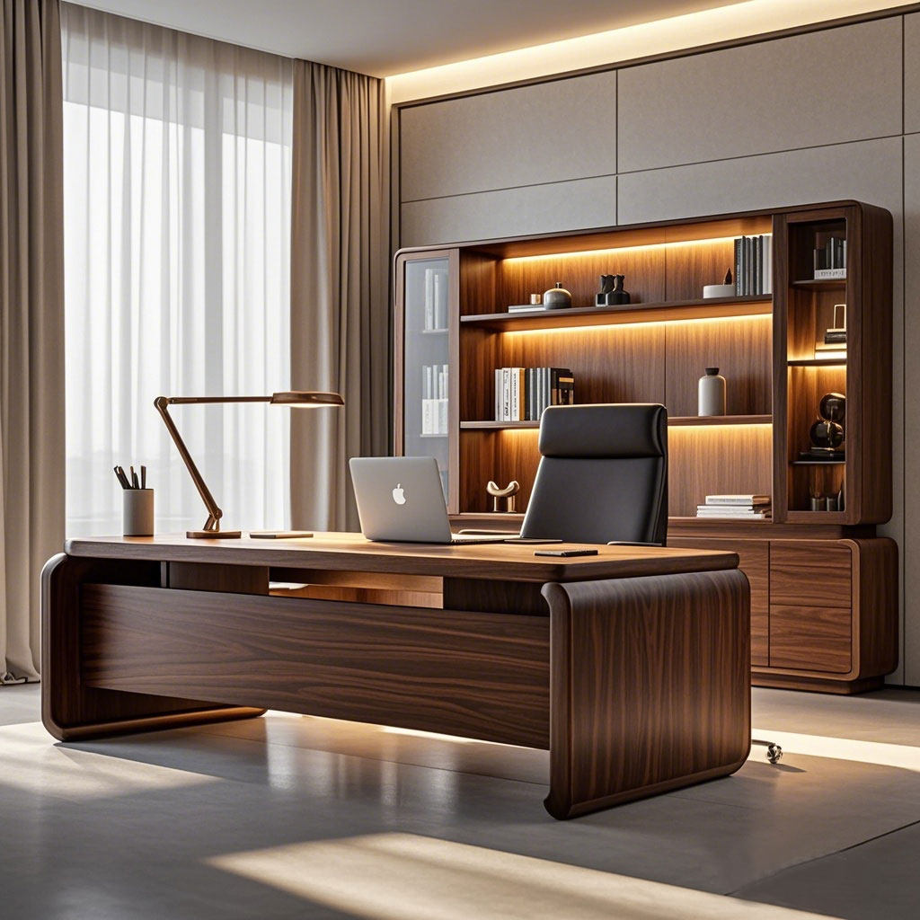 新中式禅意黑胡桃白蜡木老板桌办公室公司酒店民宿高端大班台家具