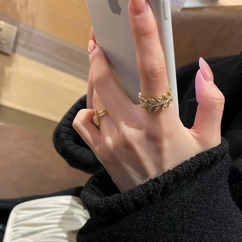 小众设计高级感金色麦穗戒指女网红时尚个性开口戒子简约装饰指环