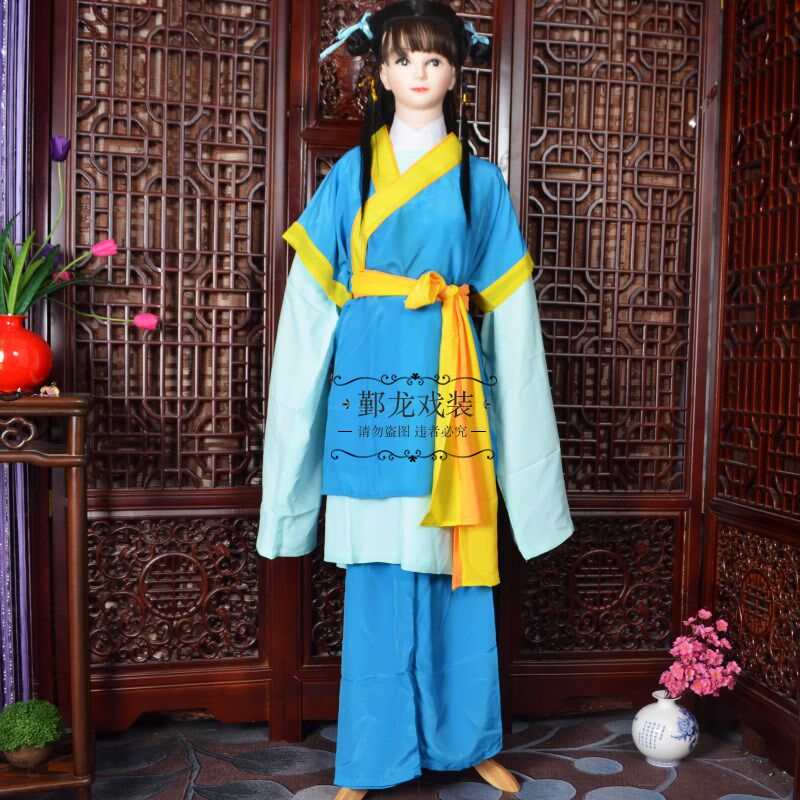 新款戏曲古装表演京剧越剧豫剧书童头套服装娃娃衣小孩童衣