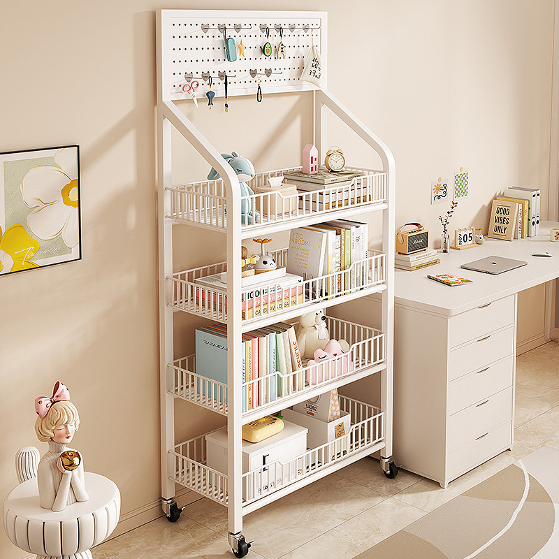 书架置物架落地家用简易多层带轮儿童玩具收纳阅读移动小推车书柜,住宅家具,书架,淘宝优惠券,粉丝福利购,淘宝优惠卷